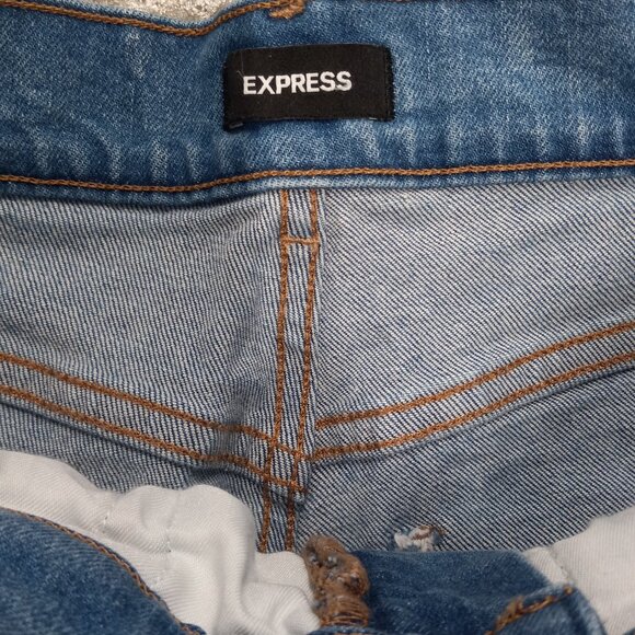 Express High Waisted Embellished Dot Cropped Flare Jeans Womens 2 Light Blue - Picture 9 of 9